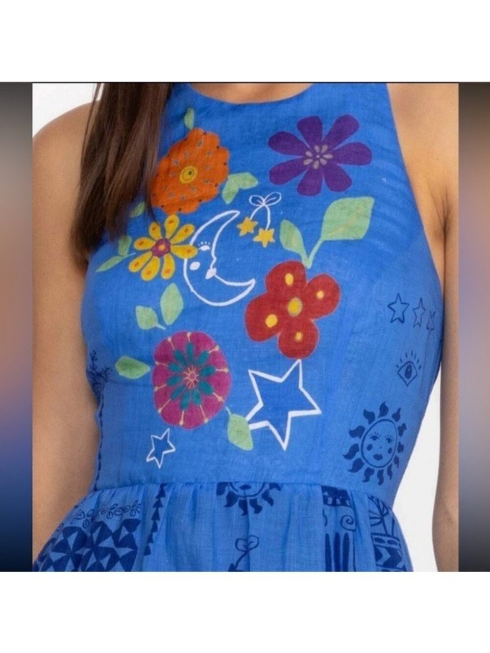 JOHNNY WAS JADE Zahar Tea Length Linen Dress Niccola Boho Print Size XL NEW - Picture 7 of 12